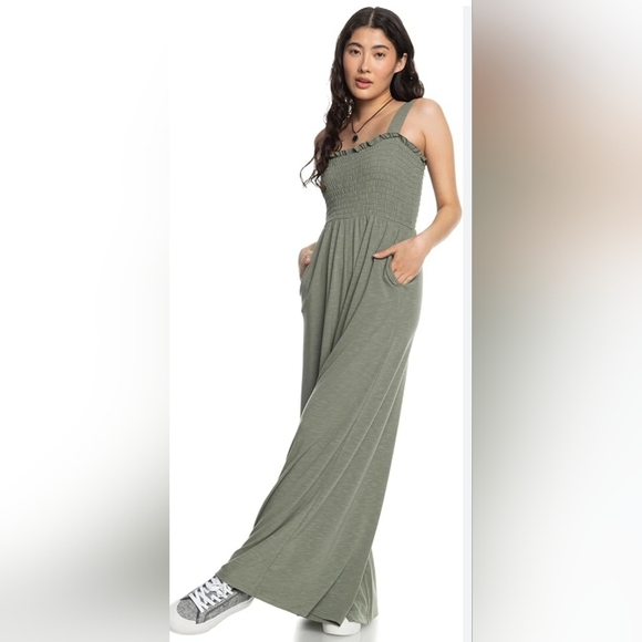 Pants - Green Jumpsuit with Pockets